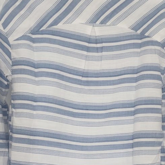 A New Day Womens Striped Tunic Button Down Shirt Oversized XS Blue White Pocket. - Picture 9 of 11